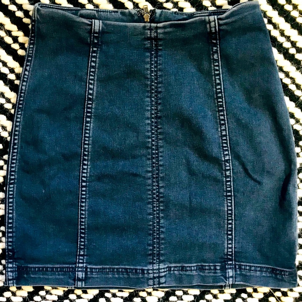 Free People Jean Mini Skirt W/ Princess Seams
